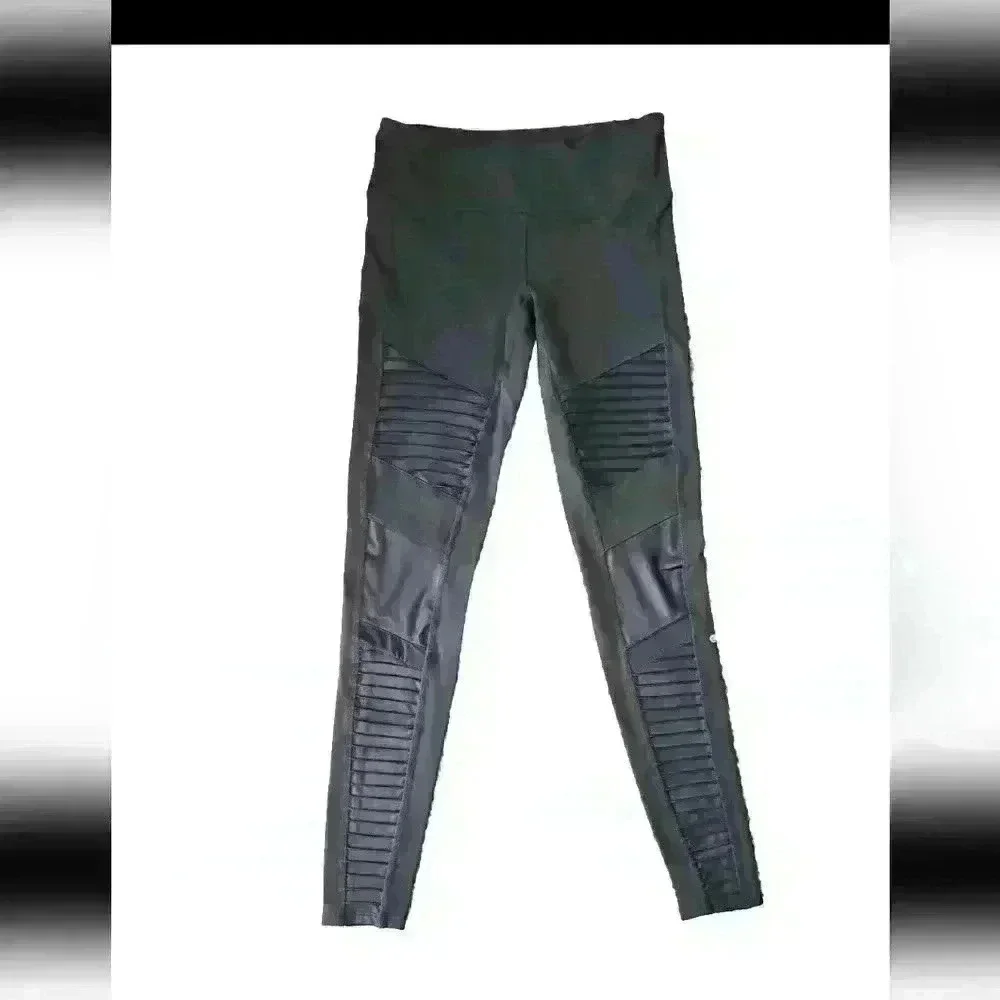 Alo Womens Gray High-Waist Moto Legging S